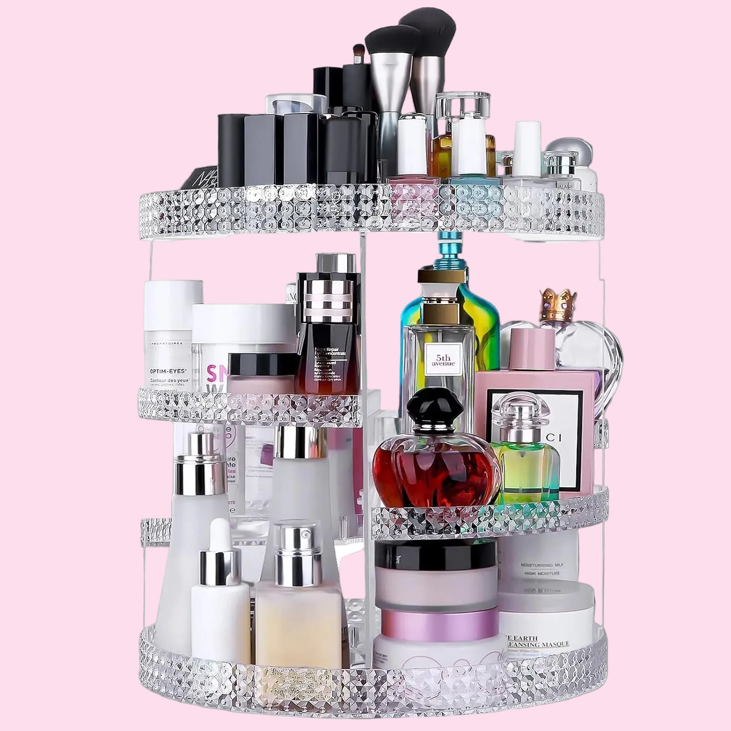 360° Rotating Makeup Organizer - GlowNest Edition