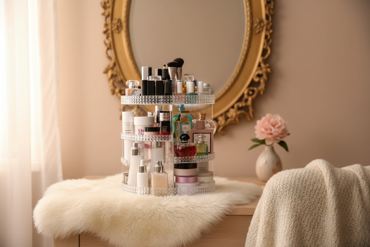 360° Rotating Makeup Organizer - GlowNest Edition